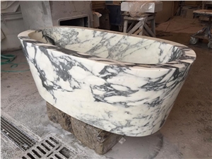 Custom Carved Natural White Marble Stone Bathtub