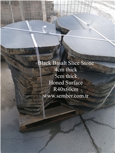 Black Basalt Slice Stone Garden Stepping Pavements