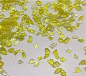 Glass Sand and Glass Lumps Yellow Color Pebbles