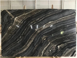 Black Wooden Marble Bookmatch with Golden Veins