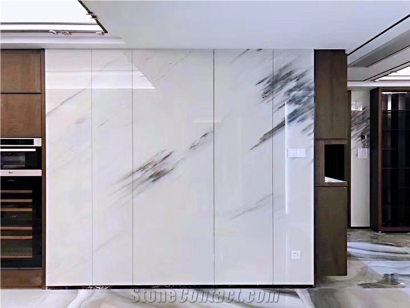 China Ink White Marble Slab for Back Wall