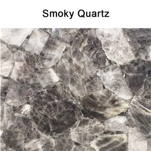 Custom Smoky Grey Walling Quartz Decorative Big Slab