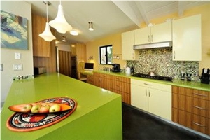 Green Quartz Stone Kitchen Countertop