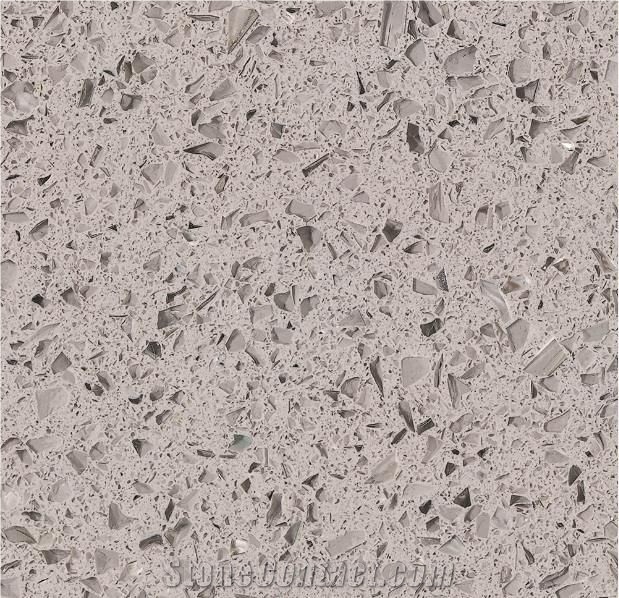 Light Crystal Grey Quartz Stone Slab