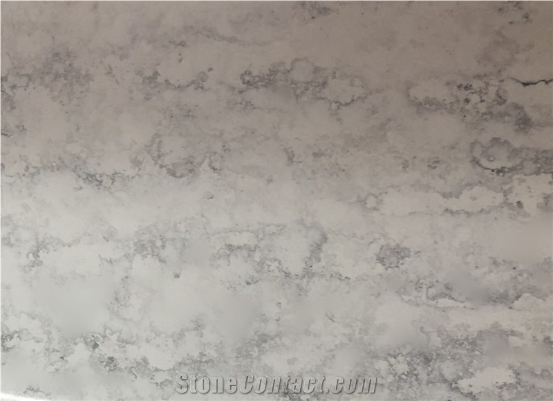 Silvery Cement Ash Quartz Slabs