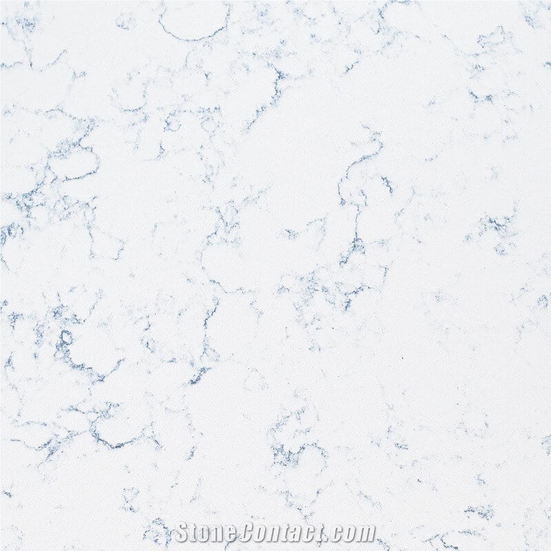 White Blue Carrara Quartz Stone Slab