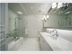 White Calacatta Quartz Bathroom Design