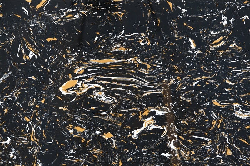Artificial Black Portoro Marble Slab