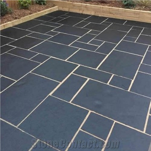 Black Limestone Floor Pattern Slabs