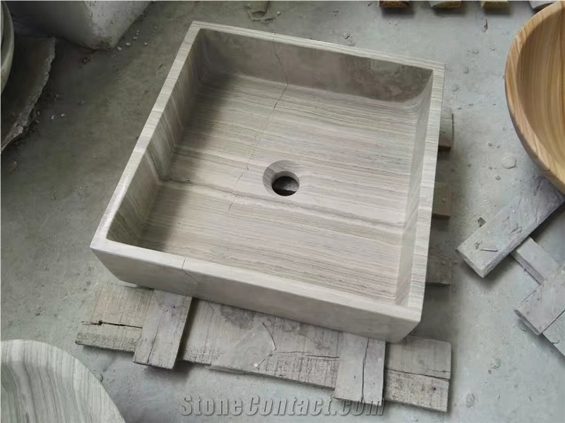 Grey Wooden Vein Sink Basin Kitchen Sink