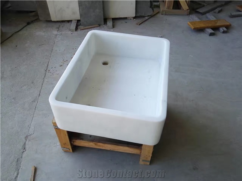 White Marble Polished Sink Basin