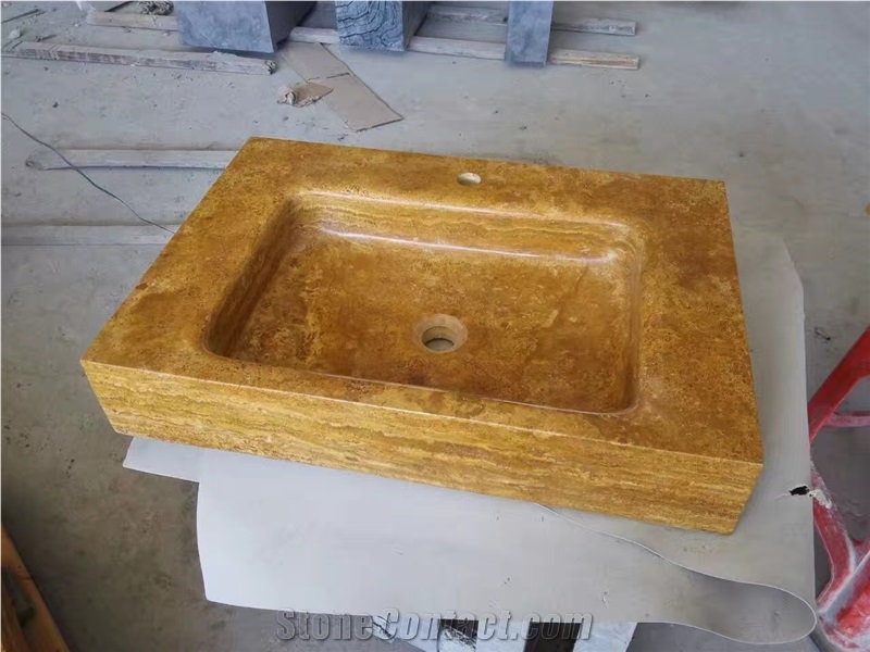 Wooden Vein Marble Sink Yellow Wood Sinks Basin