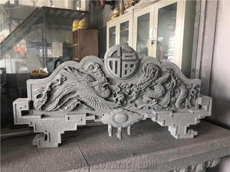 Dragon and Phoenix Stone Carving Home Sculptures