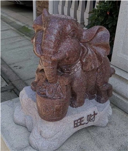 Red Granite Home Outdoor Animal Stone Carving