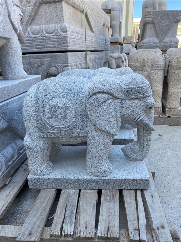 Small Home Stone Elephant Sculptures Street Animal