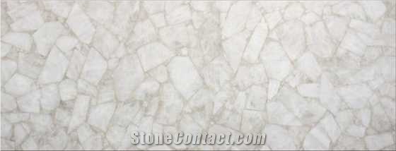 White Crystal Semiprecious Stone Bar Tops, Commercial Counters
