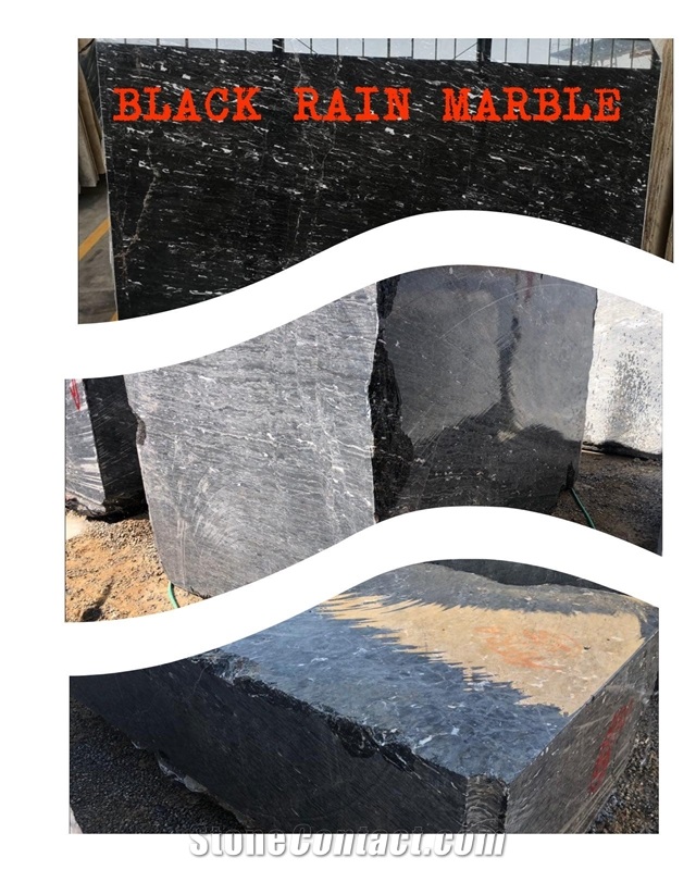 Black Rain Marble Slabs