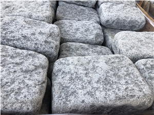 Grey Granite in Antic Tumbled Cobblestone, Cubed Pavers
