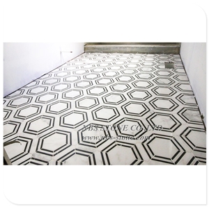 Carrara White Polished Marble Flooring Mosaic Tile