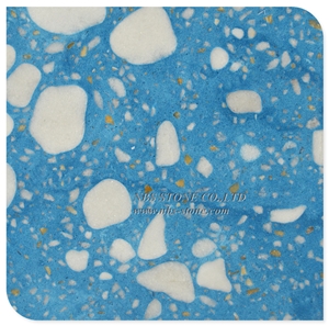 Cheap Blue Terrazzo with White Chips