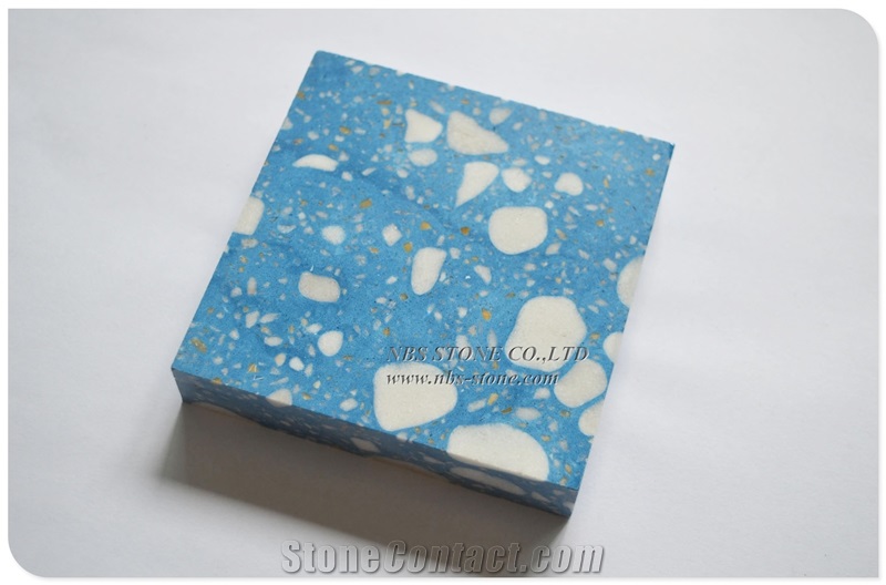 Cheap Blue Terrazzo with White Chips