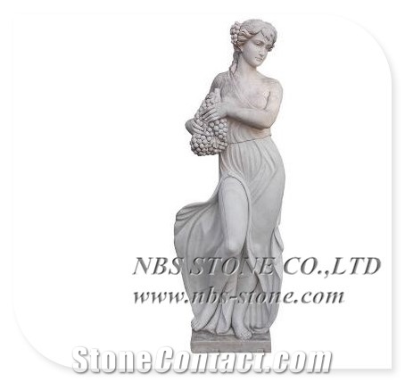 Garden Statue Cover Marble Country Girl Sculpture