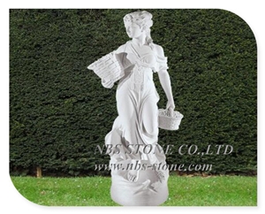 Garden Statue Cover Marble Country Girl Sculpture