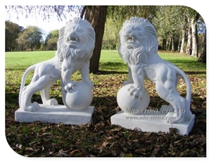 Hand Carving White Marble Animal Lion Statues