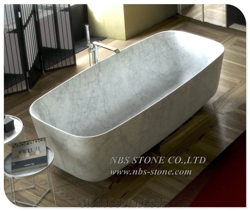 Natural Carrara White Marble Stone Bathtub