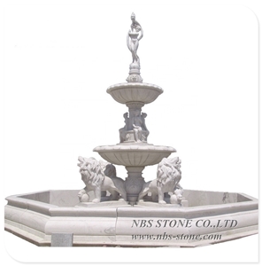 Natural Stone White Marble Made Water Fountain