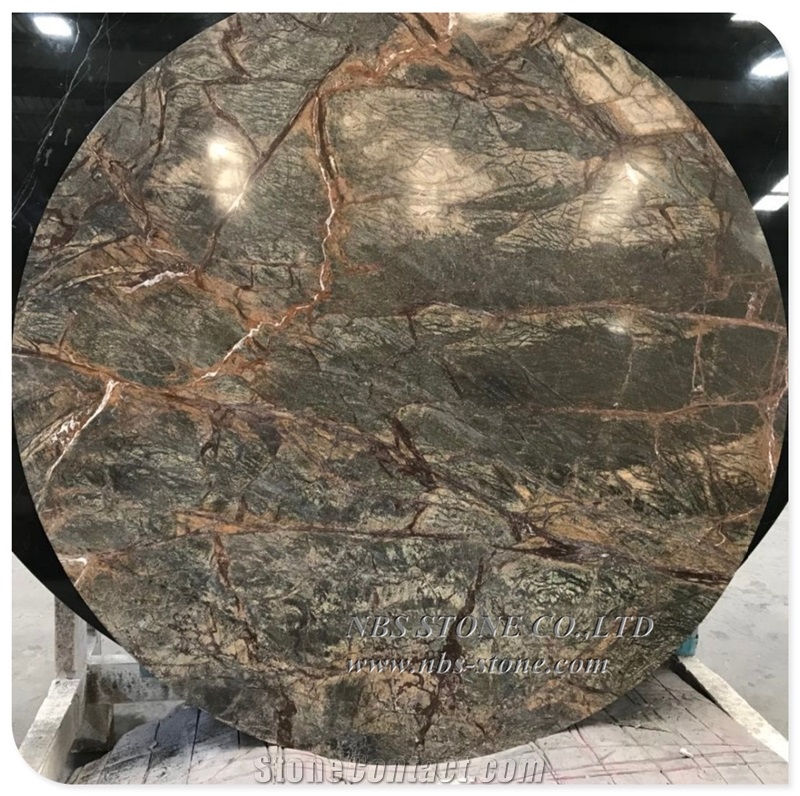 New Arrival Rainforest Brown Green Marble Table Top