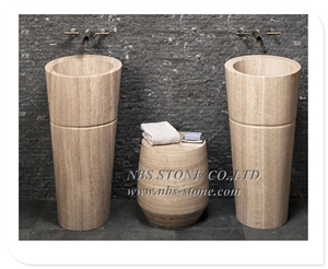 New Style Natural Stone Bathroom Pedestal Sink