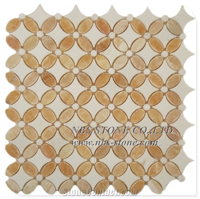 Rectangle Subway Honey Onyx Stone Mosaic
