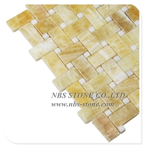 Rectangle Subway Honey Onyx Stone Mosaic