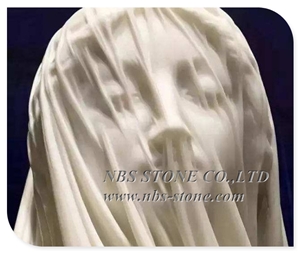Religious Peaceful White Marble Blessed Statue