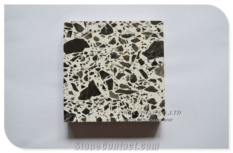 White Black Terrazzo Stone for Kitchen Countertop