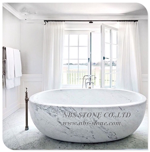 White Marble Carving Natural Stone Bathtub