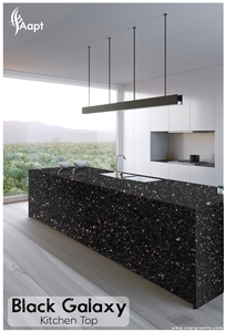 Black Galaxy Granite Kitchen Tops Design