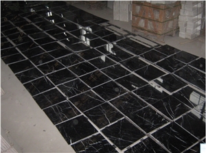 Building Material Black Marquina Marble Floor Tile