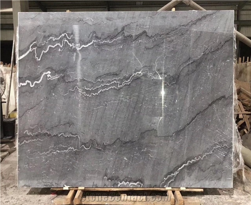 Grey Wave Lines Marble Slab Interior Wall Cladding