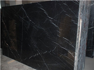 Polished Oriental Black Marquina Marble Slab
