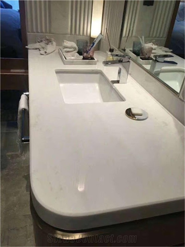 Ariston White Marble Bathroom Vanity Top