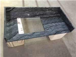 Black Antique Wood Marble Ktichen Countertops