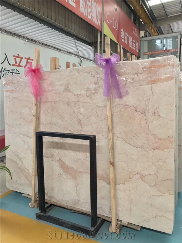 China Cream Rose Pink Marble Slab Tile Wall Floor