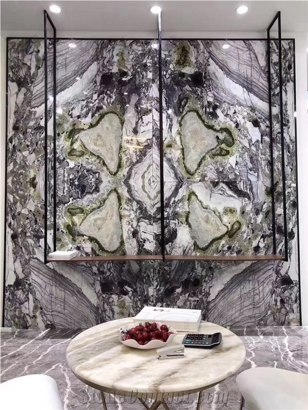 Ice Connect Green Marble Slab Floor Wall Tile
