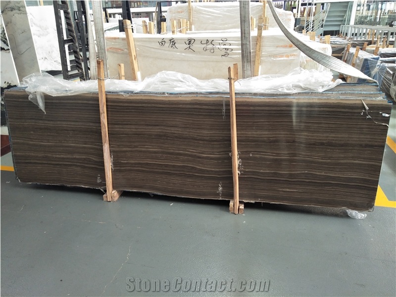 Obama Wood Tabacco Brown Marble Slab Floor Tiles