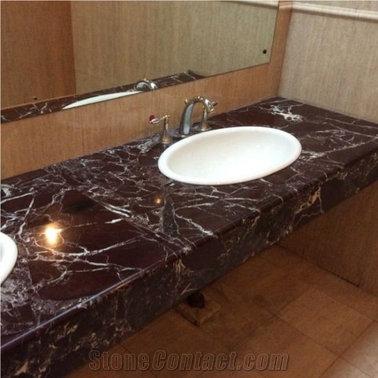 Rosso Lepanto Red Marble Bathroom Countertops