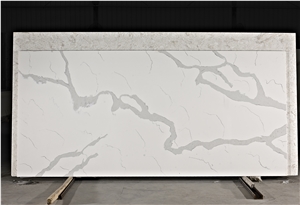 White Calacatta Quartz Stone Kitchen Countertop