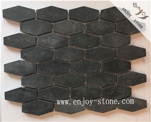 Honed Black Marble Hexagon Mosaic Tiles