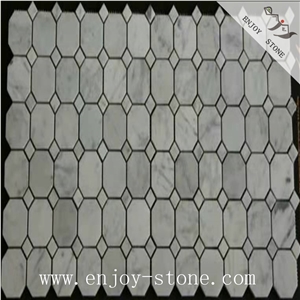 Honed White Marble Wall Mosaic Tiles